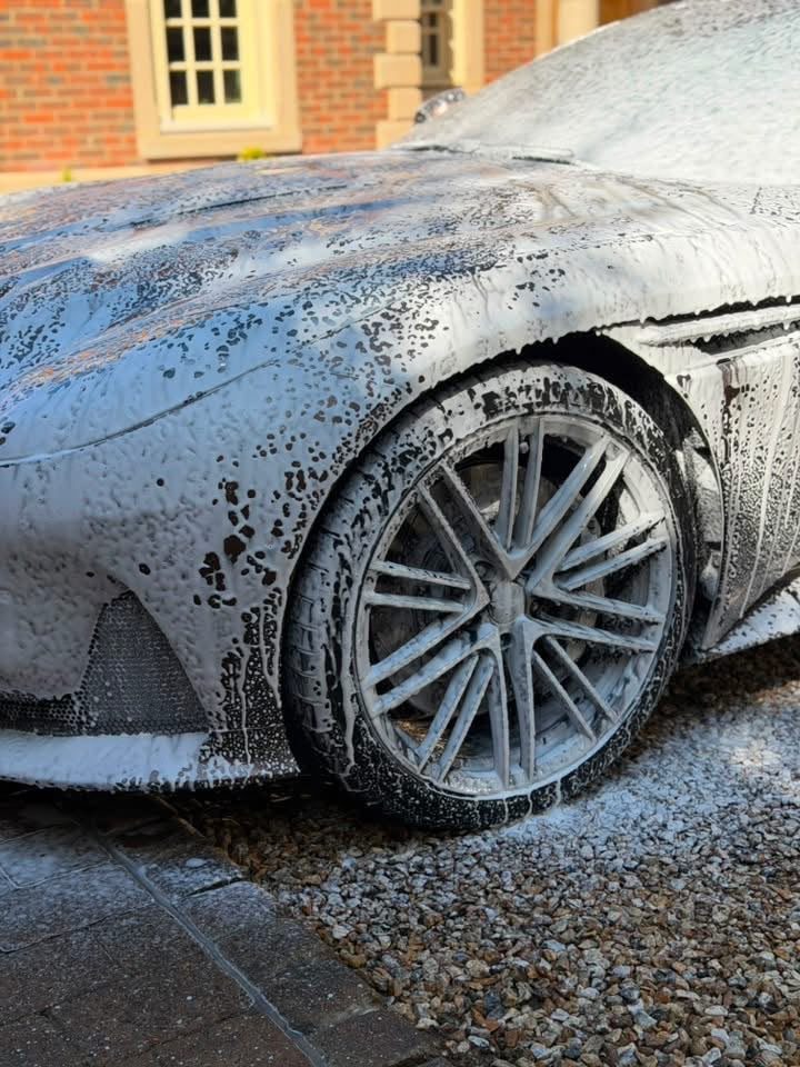 Aston Martin DB12 Snow Foam shown in the supplied deep cleans photos