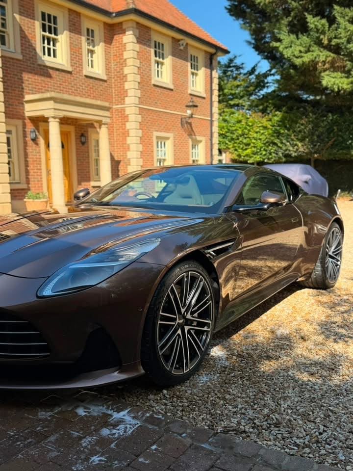 Aston Martin DB12 Volante shown in the supplied convertible roof cleaning photos