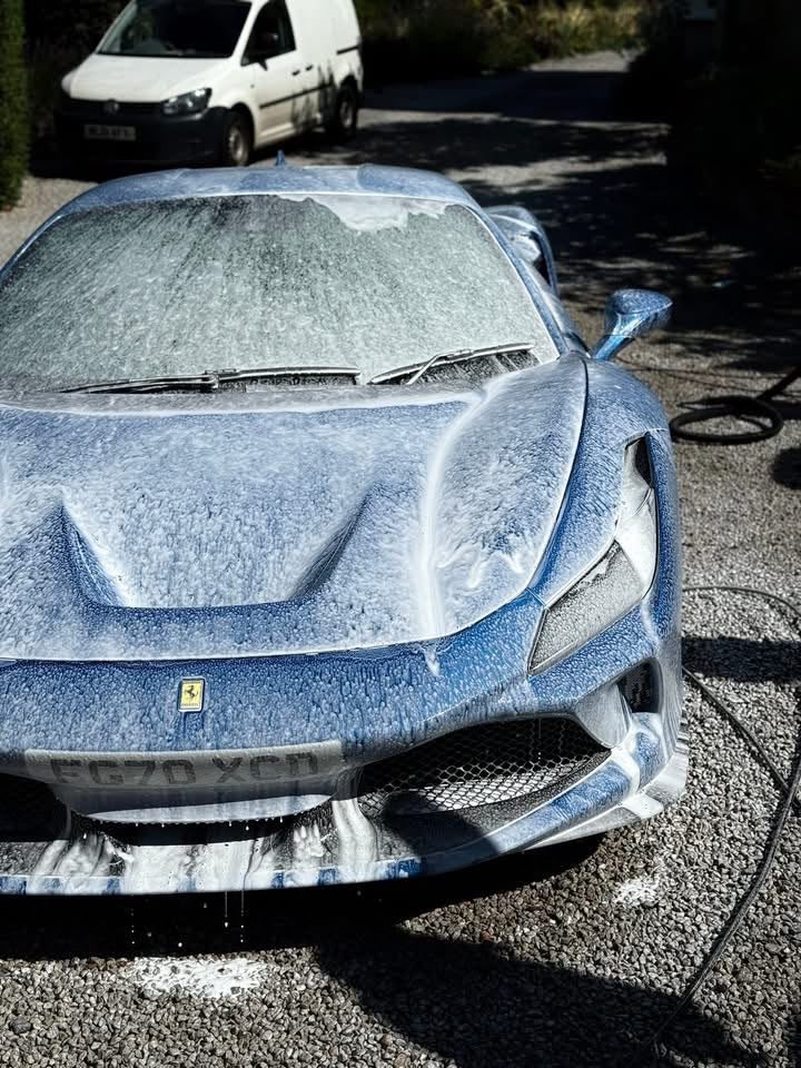 Ferrari F8 Tributo Snow Foam shown in the supplied deep cleans photos