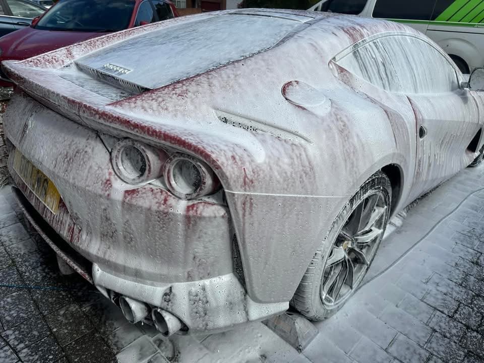 Ferrari 812 Superfast Snow Foam shown in the supplied deep cleans photos